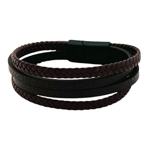 Brown braided bracelet with black clasp