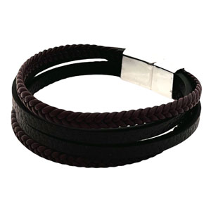 Brown braided bracelet with silver clasp